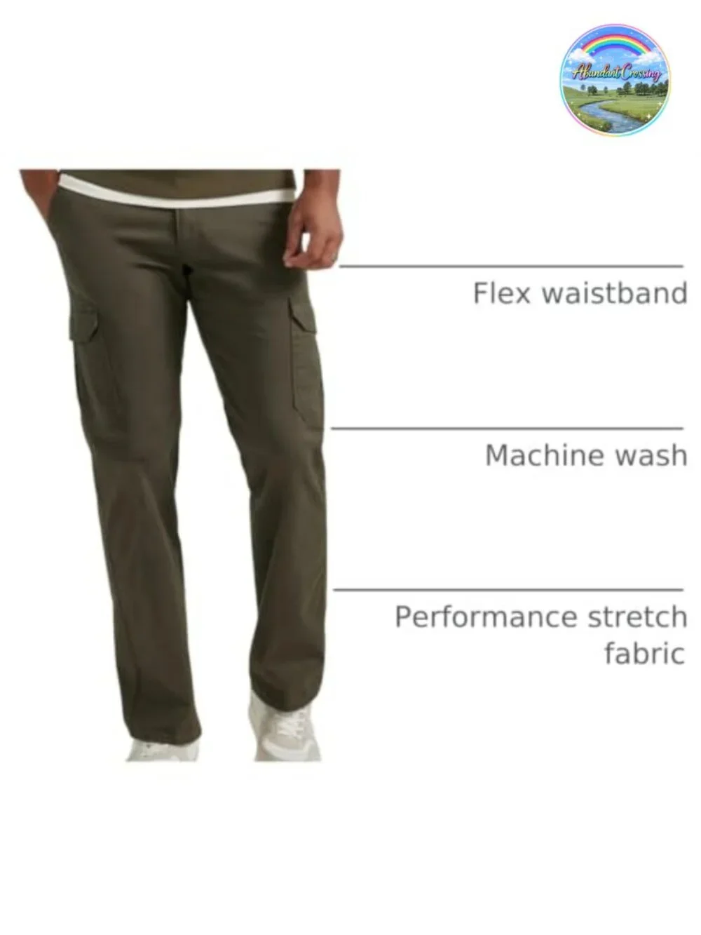 Men's Performance Stretch Twill Cargo Pants Straight Fit 32 Inseam